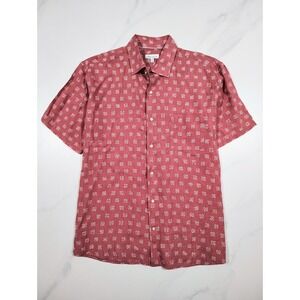 Peter Millar Shirt Mens Large 100% Linen Seaside Kiva Beach Sport Red